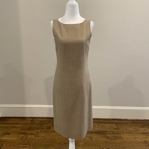 Ann Taylor wool sheath tan sleeveless dress